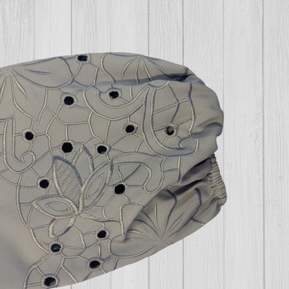 Express Slate Blue Embroidered Balloon Sleeve Blouse - Size Small - Picture 4 of 5